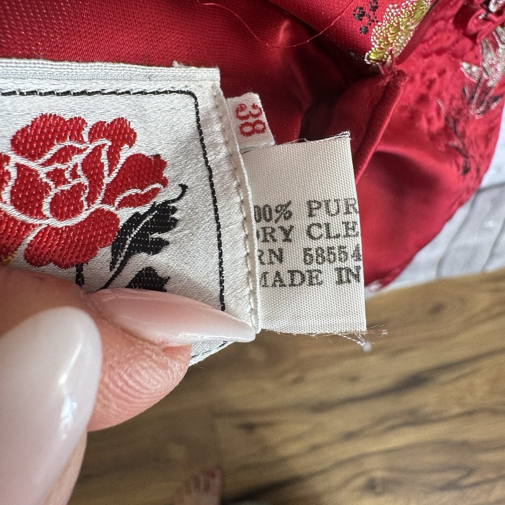 VTG PEONY BRAND Shanghai China Silk Jacket Blazer Asian Kimono Reversible Sz MED - Picture 9 of 14